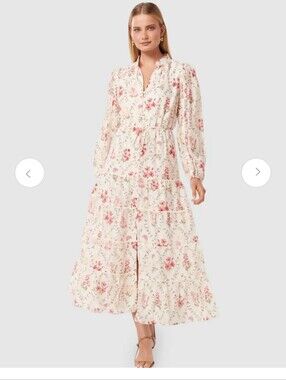 Ever New Floral Tiered Maxi Dress - Cream with Pink Print